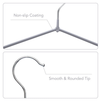 HOUSE DAY 40 Pack Gray Hangers Rubber Coated Metal Wire Hangers Non-Slip Space Saving Thin 0.4cm Thick