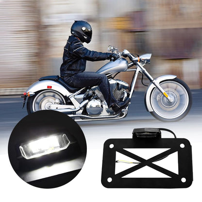 Baceyong motorcycle license plate light bracket, motorcycle side-mount LED taillight license plate holder. Fits motorcycles, sports bikes, cruisers, etc.