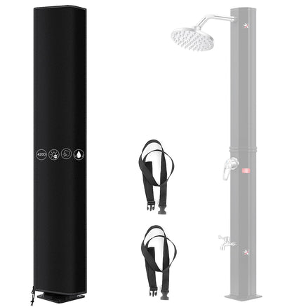 Tinsel covers for outdoor showers, heavy-duty 600D Oxford cover for solar shower with UV and PU coating and high tear resistance, with drawstring and storage bags (220x67cm)