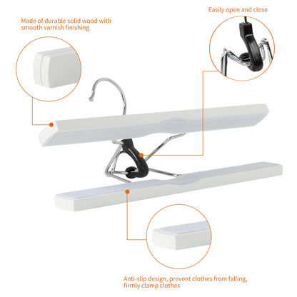 Amazon Basics Wooden Pants Hangers, 10-Pack, White