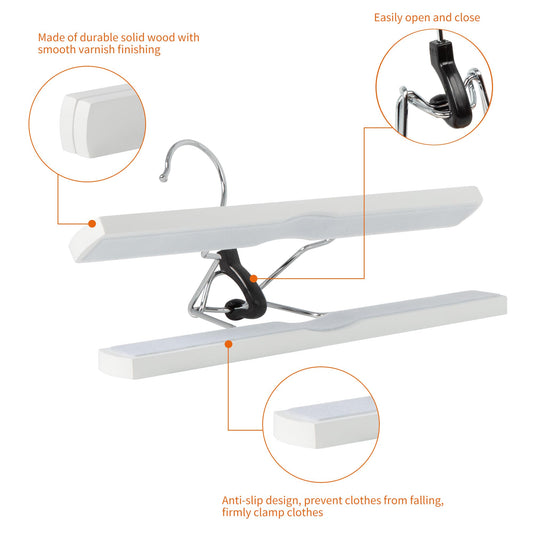 Amazon Basics Wooden Pants Hangers, 10-Pack, White