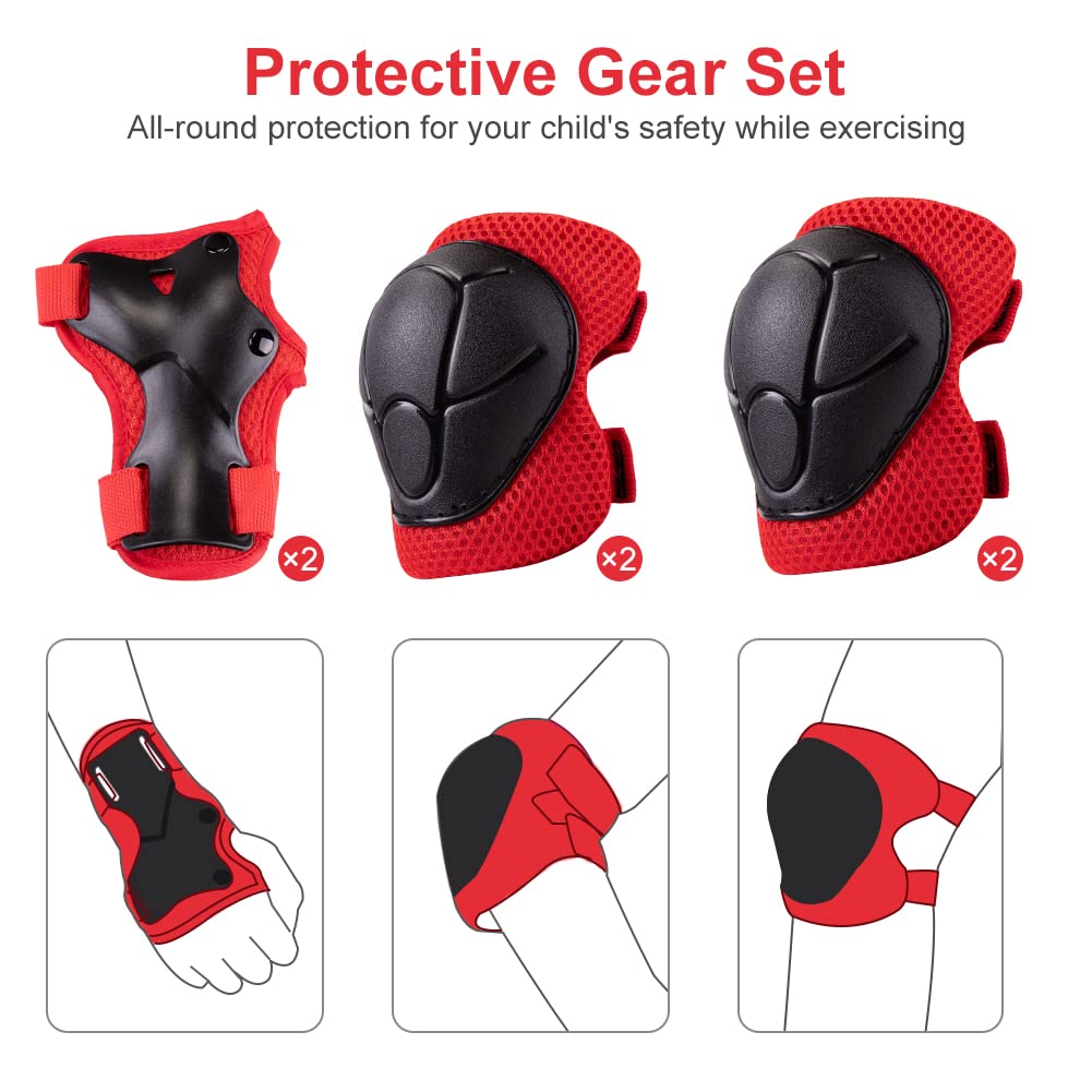 Skateboard helmet & knee pads set for 2-6 year old boys & girls | Lightweight micro shell kids helmet & knee pads for balance bike, skateboard, motorcycle sport...