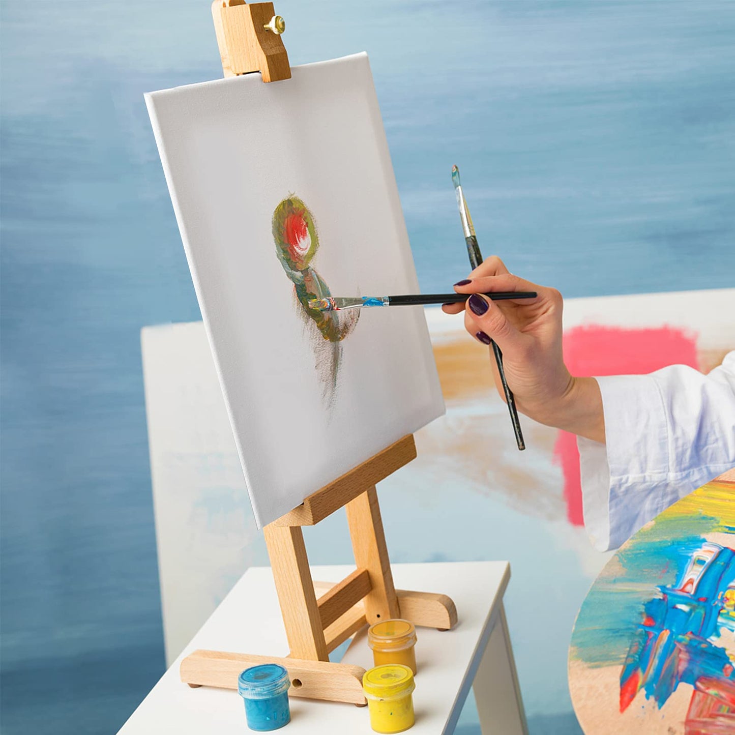 Canvas for Painting Set (10 pack) - 30 x 30 cm, Pre-Stretched White Artist Canvas Panel Canvases - 3mm thick painting cardboard - Suitable for Acrylic and Oil Painting as well as Sketching and Drawing.