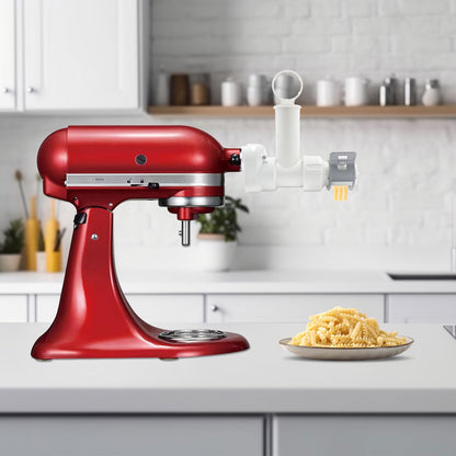 Pasta attachment for KitchenAid stand mixer, pasta roller attachment with 6 different noodle shapes, spaghetti and fettuccine for KitchenAid mixer accessory.