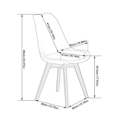 EGGREE 8 Pcs Dining Chairs Scandinavian Design SGS Certified, Suede Upholstered Backrest, Kitchen Dining Chairs with Black Solid Beech Wood Leg, Dark Gray