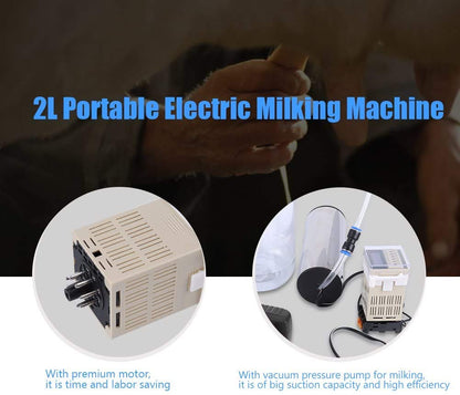 2L Milking Machine Electric Goat Milking Machine Strong Dual Motor Vacuum Pump Milking Machine with Cleaning Brush and Pulse Controller for Cow or Goat EU