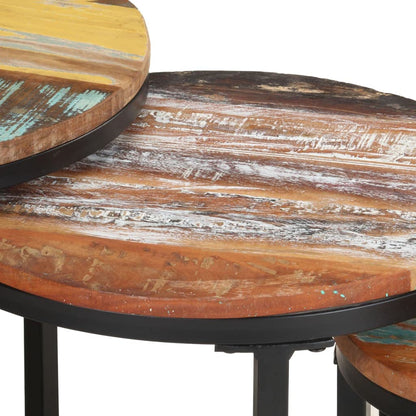 vidaXL Side Table 3-Piece Set Industrial Style Coffee Table Set Living Room Table Tea Table Table Recycled Solid Wood.