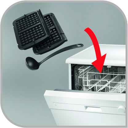 Tefal OptiGrill Waffle Plates, compatible with OptiGrill+ and Elite models, includes ladle, black, XA7248.