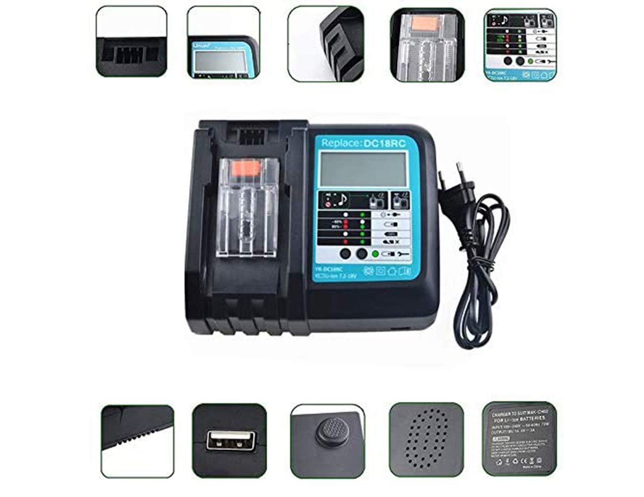 2 pieces of 18V 5.0Ah battery with charger for BL1850 BL1830 BL1840 BL1860 18 Volt LXT tool battery DC18RA DC18RC