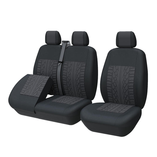 TOYOUN Universal Seat Covers for Vans Trucks - Separate design seat bottom storage accessible, car seat covers 1+2 seat cover seat covers, Black