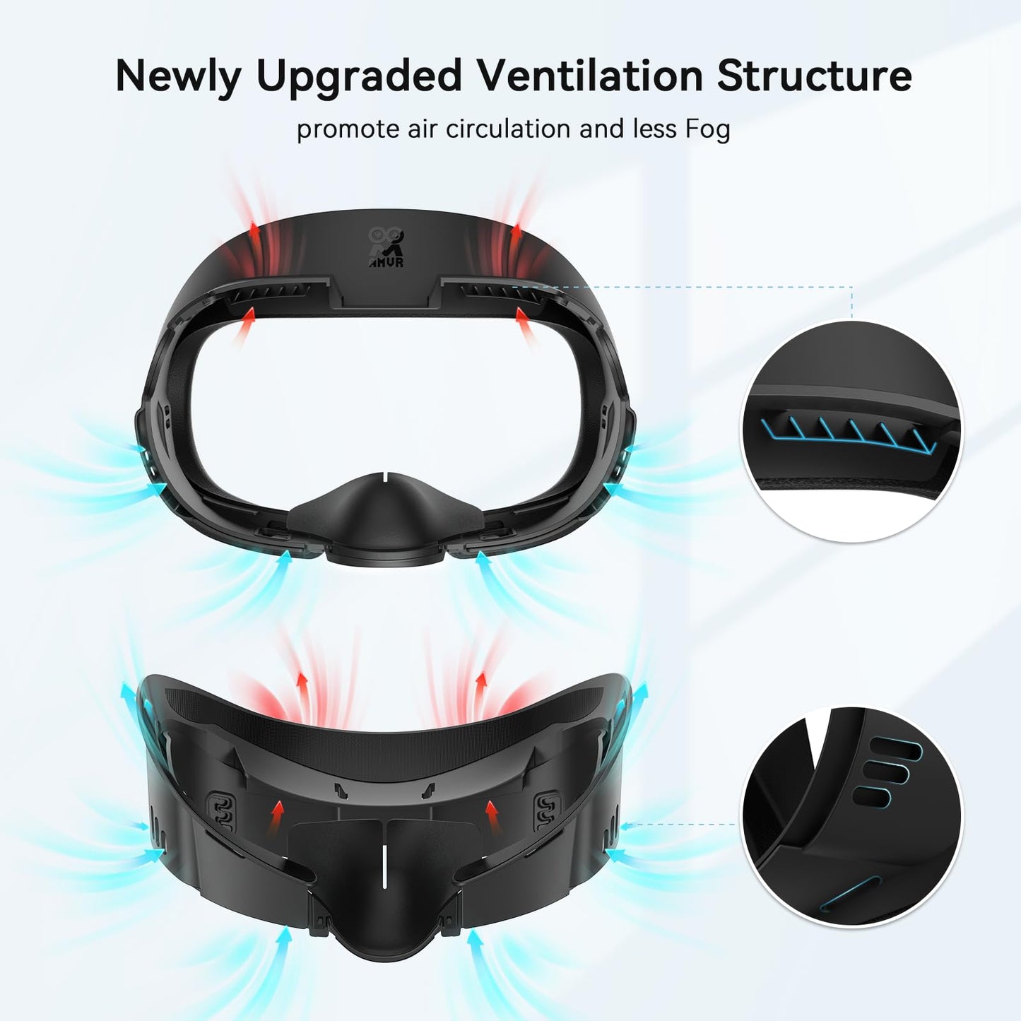 AMVR Face Cover Pad Facial Interface is compatible with Meta/Oculus Quest 3 accessories, featuring a soft PU face cushion pad replacement and Ice Silk Cotton material. Not compatible with Meta Quest 3S.