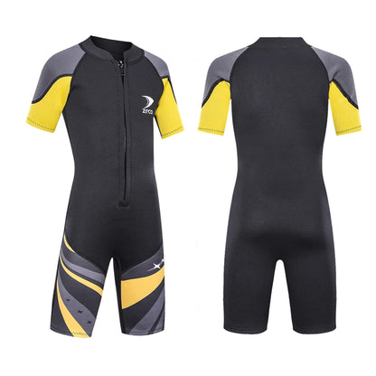 ZCCO Kids Neoprene Wetsuit, 2.5mm Neoprene Thermal Swimsuit, Neoprene Front Zipper Diving Suits for Surfing, Swimming, Diving, keeping warm for water sports, Black XS