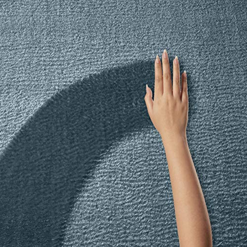 Taracarpet bathroom mat Fiona non-slip washable bath rug very soft and combinable as a set solid blue 080 cm round