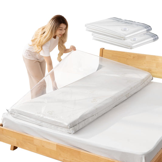Vacuum bags for mattresses and duvets, 2 pieces 240x120 cm vacuum storage bags for mattresses, clothes, waterproof, sealable, reusable, space-saving, compression mattress.