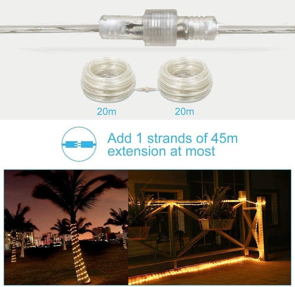 HOUSEPROFI 20M 400LED Light Hose Outdoor, String Lights Powered by Electricity Warm White, IP44 Waterproof & Dimmable with Remote Control, Perfect for Garden, Balcony & Christmas Decor, Ø5mm