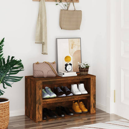 FIRBNUS shoe rack smoked oak 75x35x45 cm wood composite shoe organizer shoe storage shoe cabinet wood shoe rack wood cabinet for entryway hallway ample storage practical & elegant