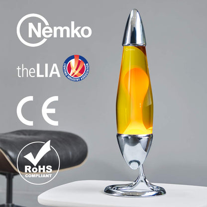 Mathmos Neo lava lamp for children and adults (chrome - yellow/orange)