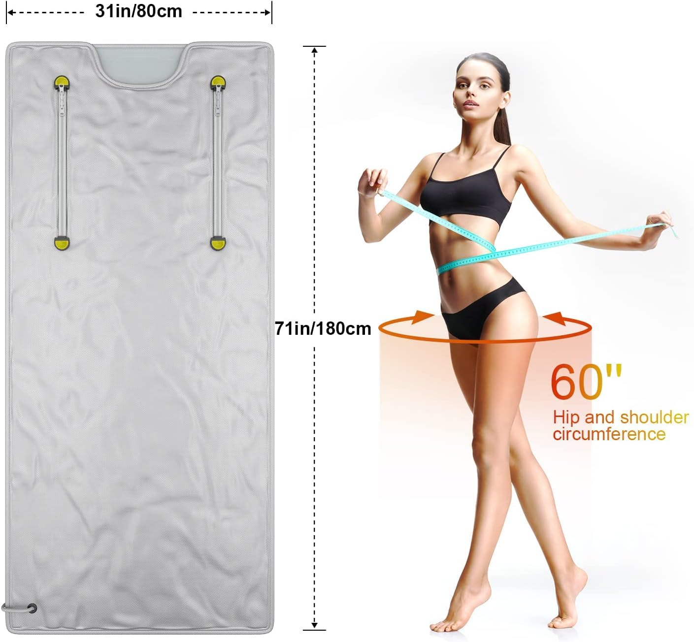 VAYOTOY Infrared Sauna Blanket 2 Zone Digital Home Sauna Blanket Professional Detox Therapy Sauna Portable Oxford Sauna Blanket with 4 Safety Protection for Hot Sweating, Relaxation, Detox (Silver)