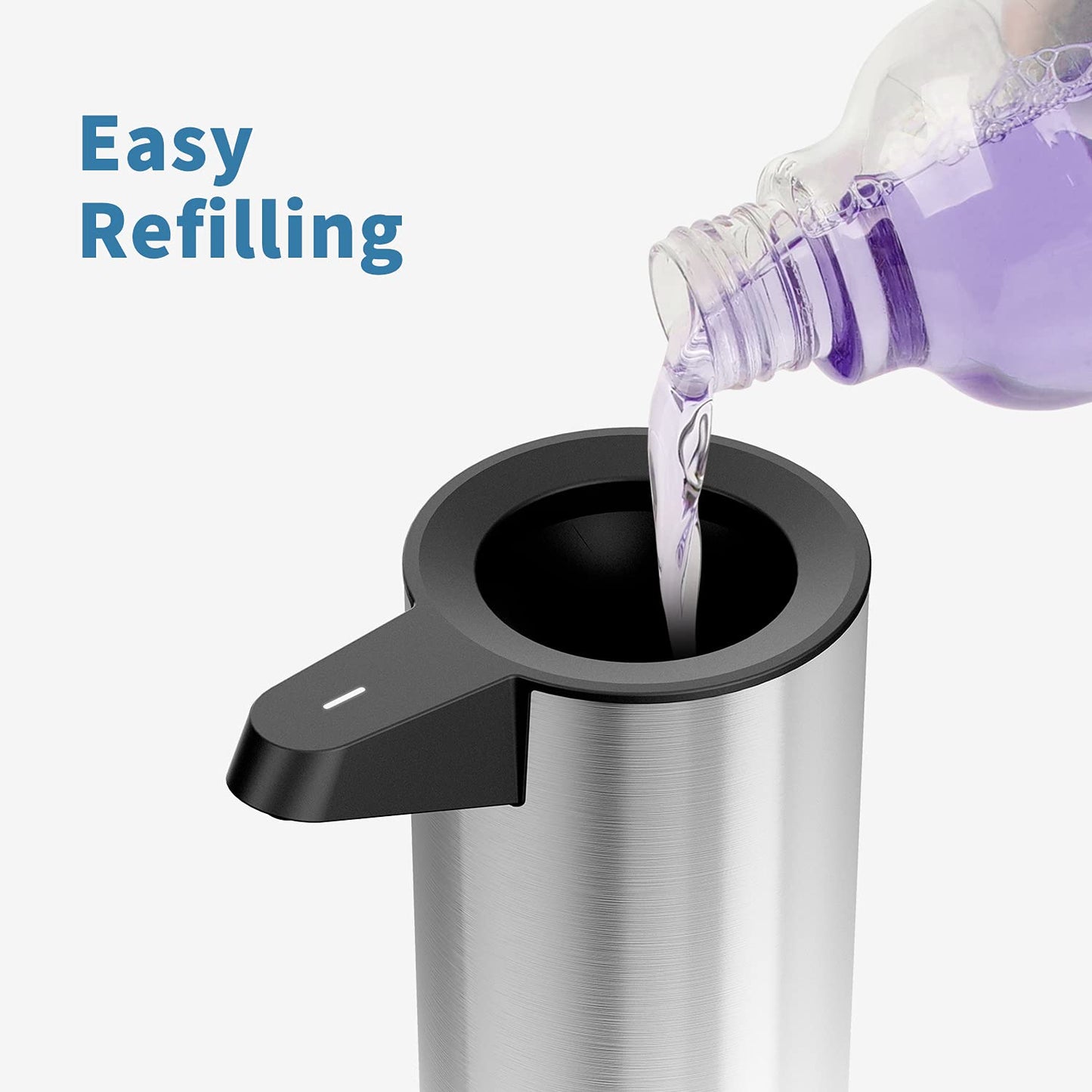 AIKE Automatic Stainless Steel Soap Dispenser with Infrared Sensor, 280ml Touchless Automatic Soap Dispenser USB Charging