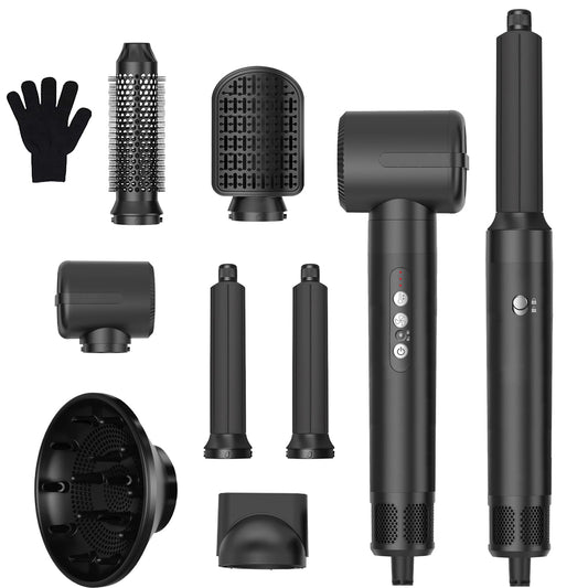 Airstyler 7 in 1, UKLISS 1400w Hair Styler Hot Air Brush, 30mm Air Curler, 3 Temperature Settings Hair Styler, Ion Blow Dryer Brush Set, for drying, curling, straightening hair.