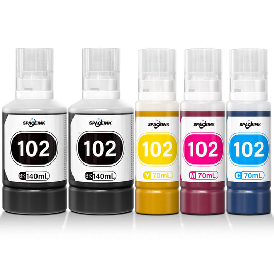 Ink 102 Multipack compatible for Epson ET-2850 ET-4750 ET-4850 ET-2750 ET-2856 ET-3850 ET-4856 ET-15000 ET-3750 ET-2700 ET-3700 ET-2751 ET-2756 ET-2851 Printer (2Black, C, M, Yellow)