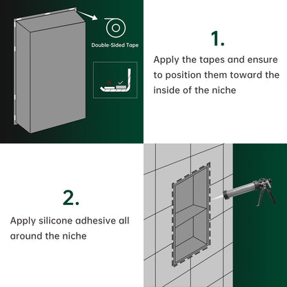 APPASO Stainless Steel Shower Niche, Double Shower Shelf, Bathroom Storage for Soap Bottles Toiletries, Recessed Shower Niche 60 * 30 * 10cm, Brushed.