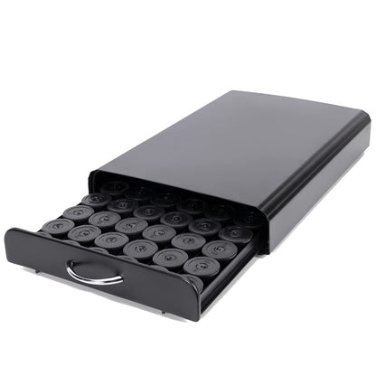 SYSYLY Capsule Holder, Drawer for Nespresso Capsule Storage, Organizer for 60 Capsules, Metal, Black.