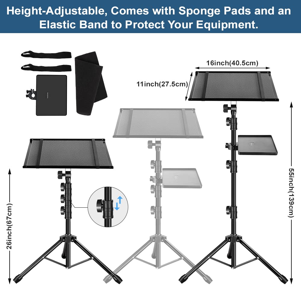 SanLead mouse pad projector stand, floor stand adjustable height from 55cm to 128cm, comes with an elastic band and a sponge cushion, projector stand tripod stand.