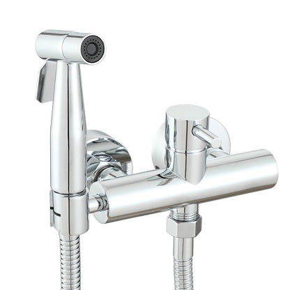 Ownace wall-mounted bidet mixer, chrome finish, spray set, toilet, shower, Muslim hot and cold bidet tap with shattaf spray set.