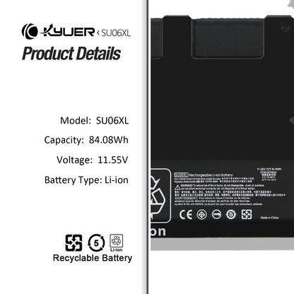 K KYUER SU06XL SU06084XL Laptop Battery for HP Spectre X360 15 Late 2019 15-5ZV31AV 15-DF0104NG 15-DF0106NG 15-DF0126NG 15-DF0322NG 15-DF0002NF 15-DF0005NF 15-DF0010NF 15-DF0002NA TPN-Q213 HSTNN-DB8W