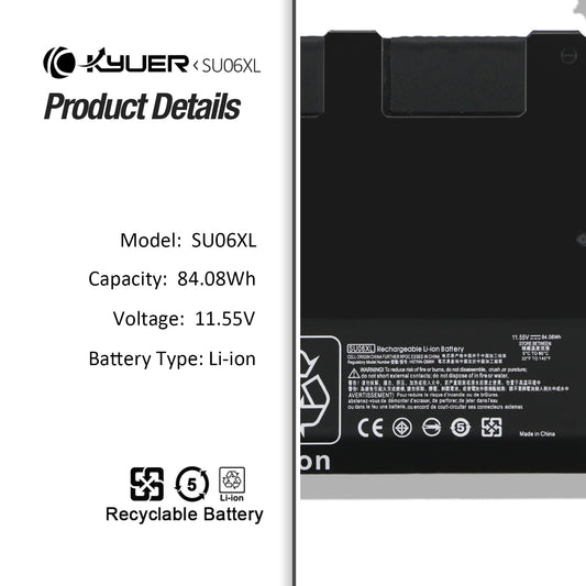K KYUER SU06XL SU06084XL Laptop Battery for HP Spectre X360 15 Late 2019 15-5ZV31AV 15-DF0104NG 15-DF0106NG 15-DF0126NG 15-DF0322NG 15-DF0002NF 15-DF0005NF 15-DF0010NF 15-DF0002NA TPN-Q213 HSTNN-DB8W
