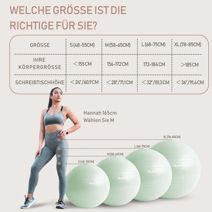 PhysKcal 75cm Pink Thick Gym Ball and 23cm Pilates Ball Set, Anti Burst Gym Ball, Anti-Slip Exercise Ball, Balance Ball, Yoga Ball for Home, Gym, and Office.