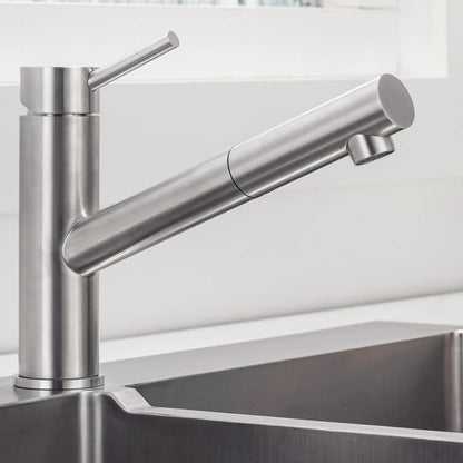 ONCE Kitchen Faucet Pull-Out Sink Mixer Tap in Brushed Stainless Steel, Kitchen Faucet with 150° Swivel, High Pressure Sink Mixer for Kitchen, Matte