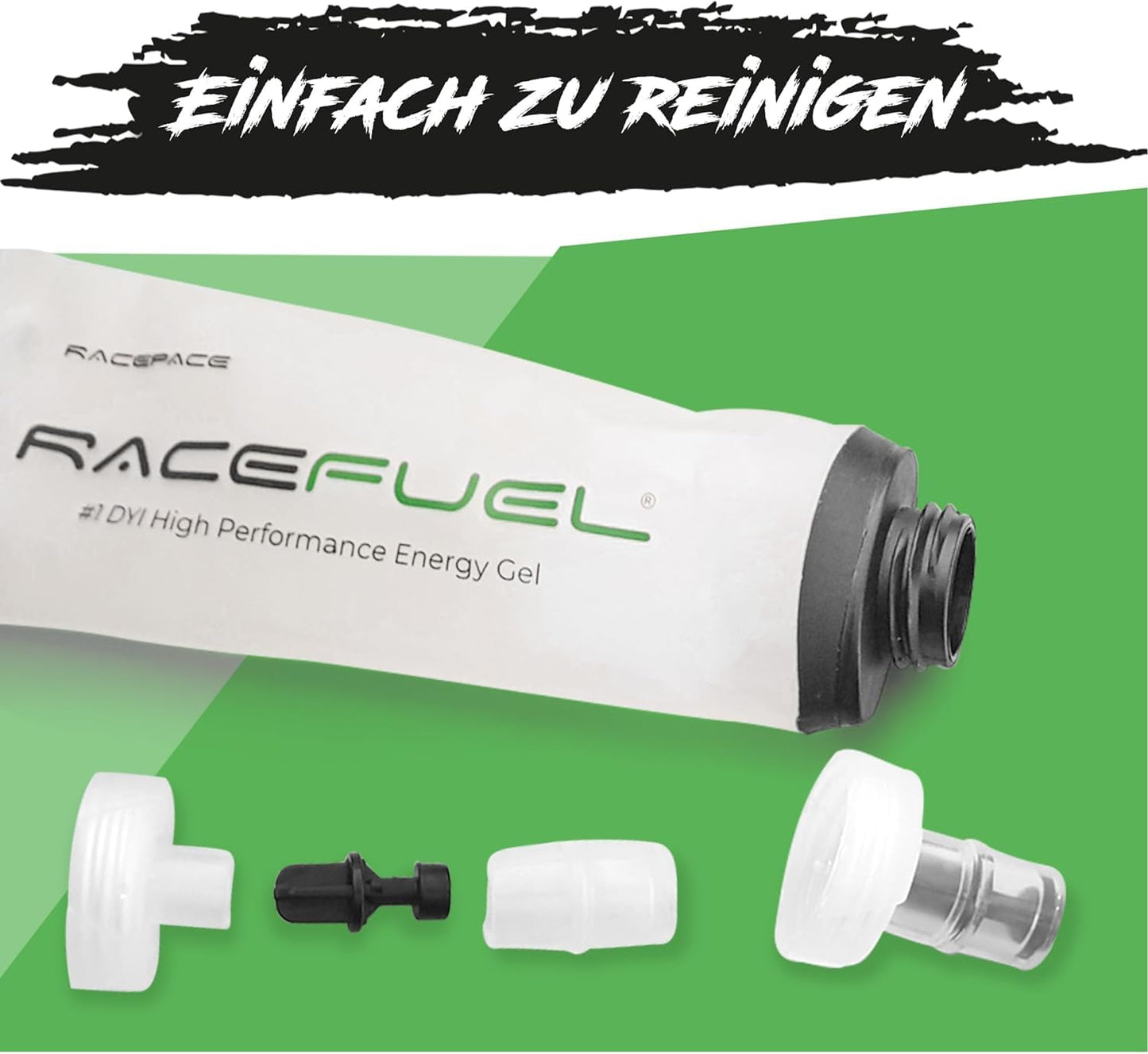 RACEPACE RaceFuel foldable 500ml drinking bottle gel bottle, Soft Flask BPA-free, with RaceFuel Energy Gel recipe QR code, perfect for running, marathon, triathlon, and cycling (2 pieces, 500ml)