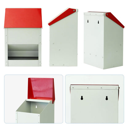 4.5 Kg Automatic Chicken Feeder Small metal feeder with lid Wall-mounted rat-proof chicken feeder for chicks, turkeys, goslings, ducklings, quails.