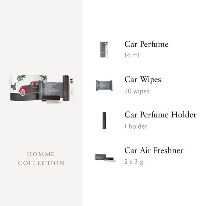 RITUALS The Ritual of Homme Car Perfume Gift Set - Includes a car perfume, a pack of car wipes, and a reusable wooden holder with 2 refillable air fresheners.