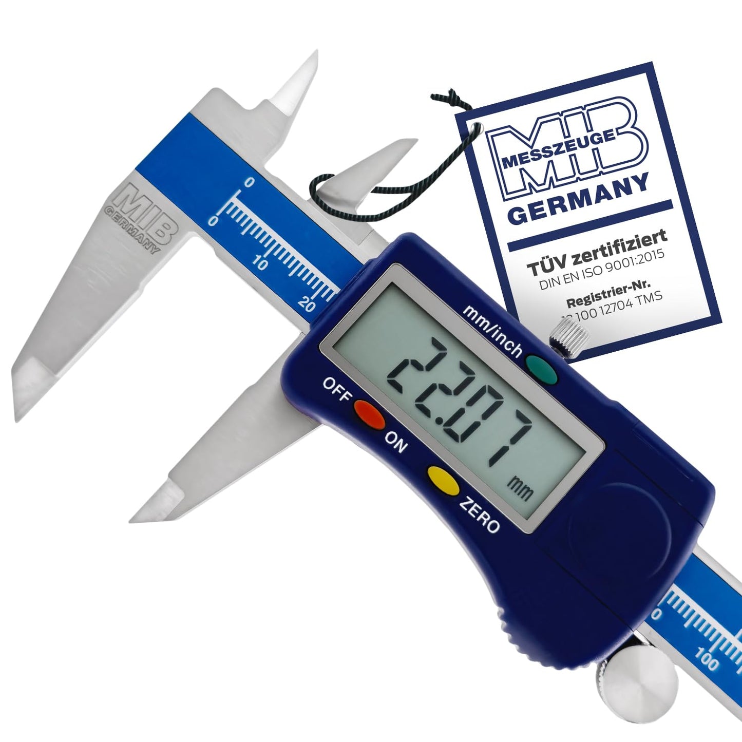 MIB Digital Caliper with Wheel DIN 862 300mm | Tool for precise measurements | Digital caliper made of stainless steel | Digital sliding caliper with large LCD display | 4-way measurement