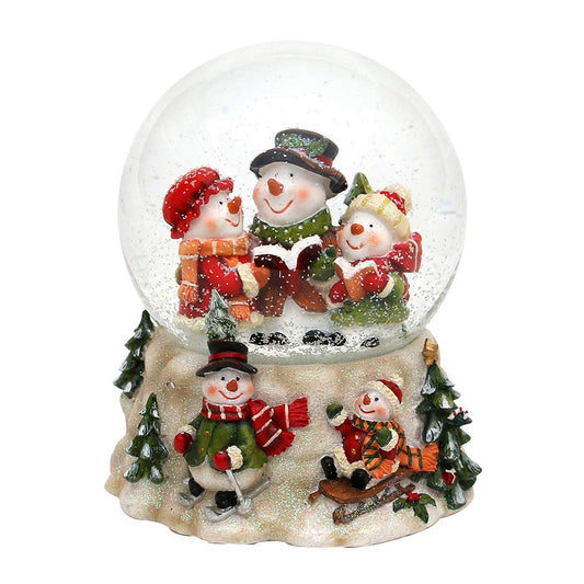 Snow globe, snowman trio, with music box, melody: O Holy Night, dimensions: 13.5 x 12 x 14.5 cm, ball diameter 10 cm.
