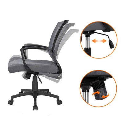 Yaheetech Office Chair Ergonomic, Desk Chair with Mesh Backrest, Task Chair with Armrests, Executive Chair made of Mesh, Adjustable Height Computer Chair 136 kg, Breathable, Tilt Function Dark Gray