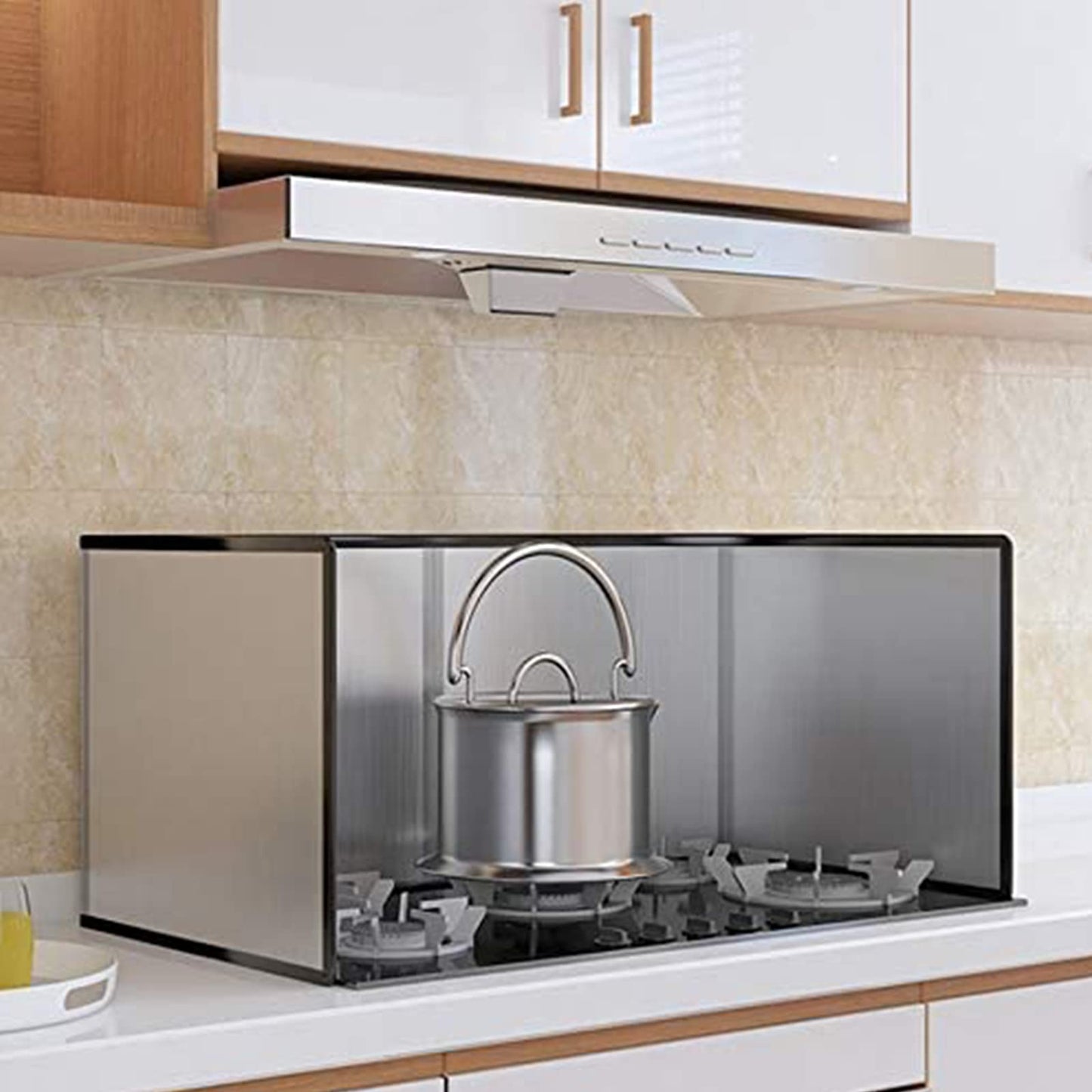 WMLBK Stainless Steel Splash Guard, Foldable Kitchen Splash Plate Oil Fume Baffle Stove Splash Guard (30x80x40cm)