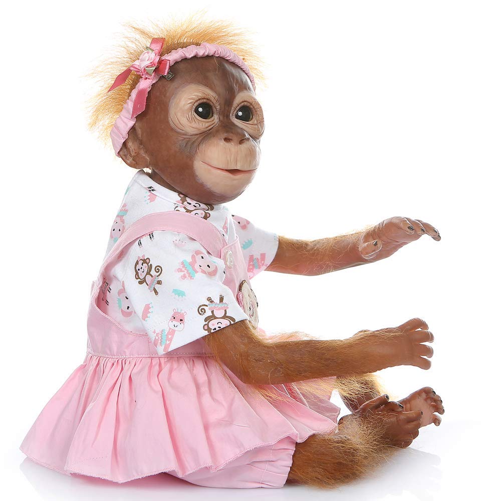ZIYIUI Reborn Baby MONKEY Doll 21 Inch 52 cm Reborn Doll with Cloth Body Lifelike Baby Doll Realistic MONKEY Doll with Stuffed Animal