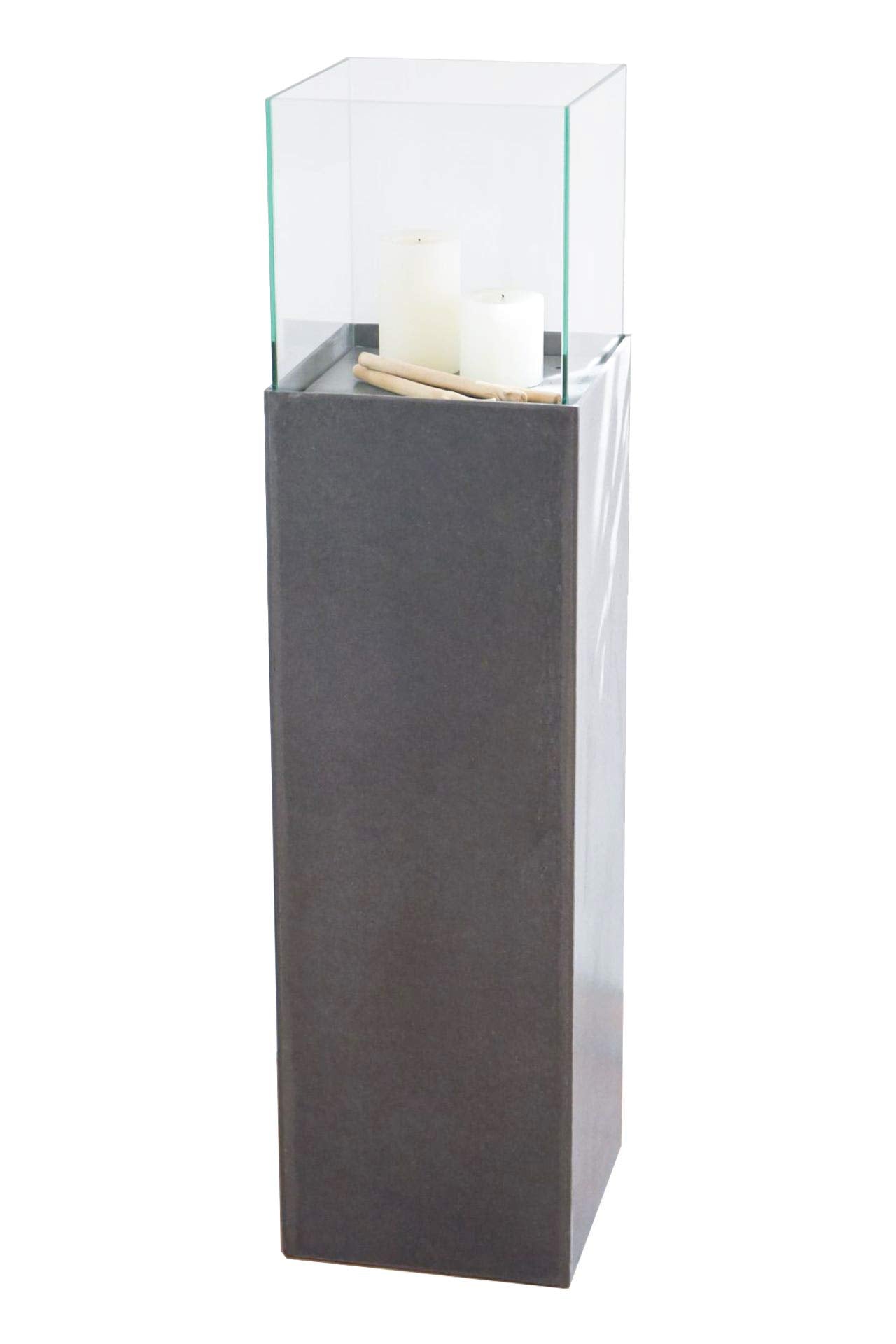 VIVANNO Windlight Column 100 cm Candle Holder in Concrete Look Anthracite, Decorative Lantern with Glass Insert