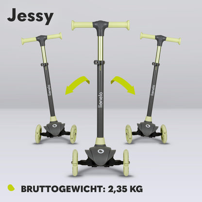 LIONELO Jessy Premium tricycle scooter with LED wheels for children 3 years up to 50 kg, adjustable height and non-slip platform, foldable scooter. Perfect for toddler boys and girls.