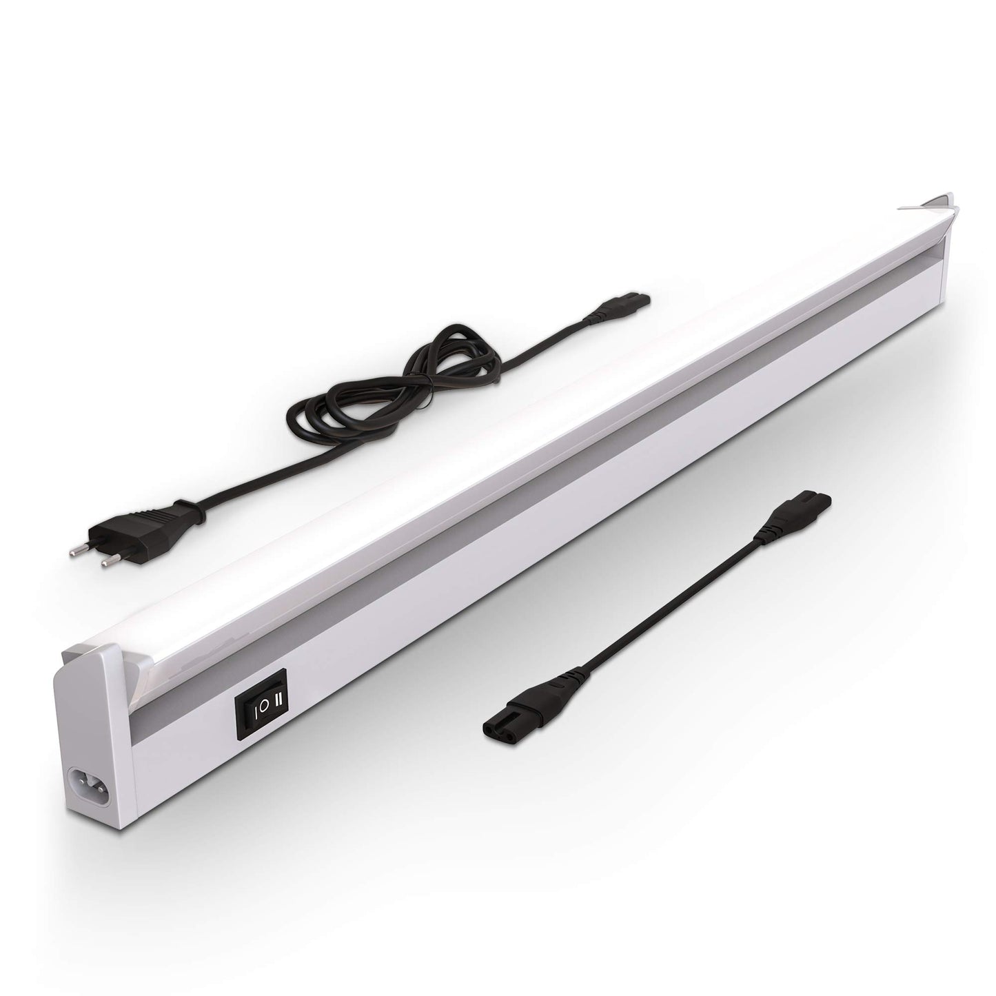 B.K.Licht - LED strip with on-off switch, adjustable from warm white to neutral white, expandable, under cabinet light kitchen, LED light strip kitchen, cabinet lighting, lamp, 54.7x6.1x2.4 cm, silver colored