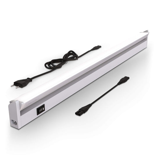 B.K.Licht - LED strip with on-off switch, adjustable from warm white to neutral white, expandable, under cabinet light kitchen, LED light strip kitchen, cabinet lighting, lamp, 54.7x6.1x2.4 cm, silver colored