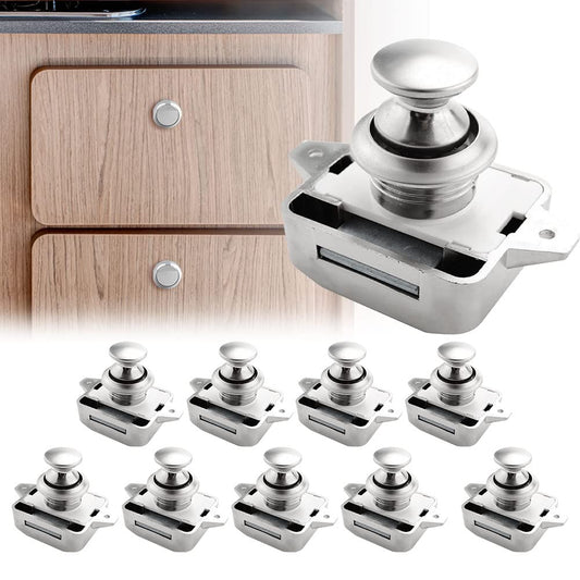 Opaltool 10pcs Push Button Catch Door Lock Fits 15-18mm Thick RV Boat Van Yacht Cabinet Door Cabinet