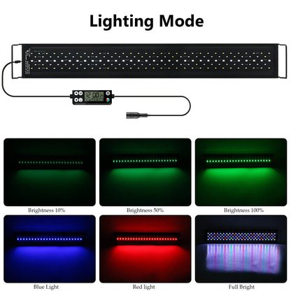 Aquarium LED lighting, 24/7 mode Dimmable 36W 2778 lumens aquarium light with timer for 90cm fish tank with adjustable bracket.