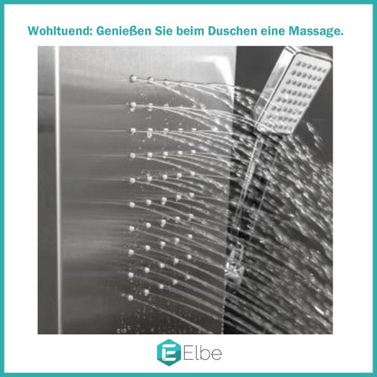 Elbe Stainless Steel Shower Panel for corner installation 4-function with rain shower shower set with hand shower, rain shower, 2 massage showers, waterfall shower, shower faucet complete set Adjustable temperature