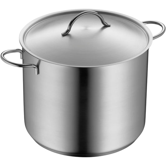 WMF Vegetable Soup Pot Induction 28cm, Metal Lid with Steam Vent, Large Cooking Pot 14L, Cromargan Stainless Steel Brushed, Large Uncoated Pot, Oven safe.
