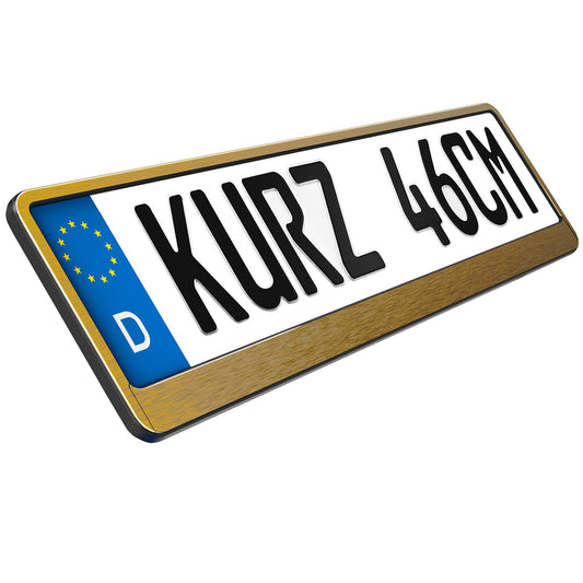 2 license plate holders short 46 x 11cm Car license plate holder Short license plate holder 460mm x 110mm Short license plate holder (Gold Chrome brushed)